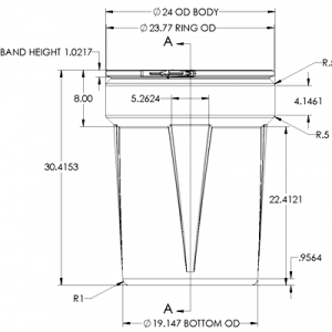 dimensional drawing of forty gallon poly drum